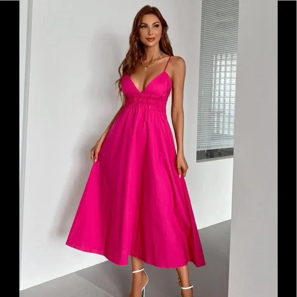 Bright Pink Midi Dress | Color: Pink | Size: Xs | Dressmeup_Xo's Closet